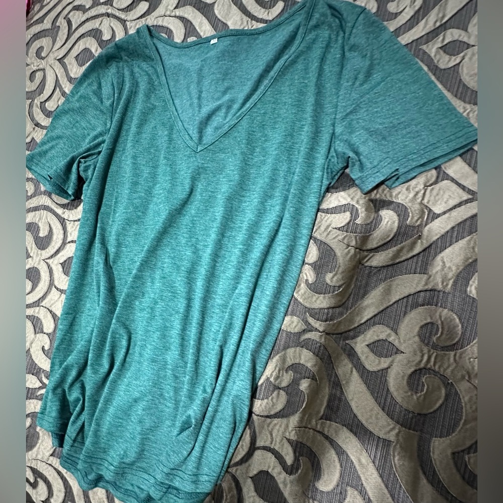 Teal V-Neck Women's Top